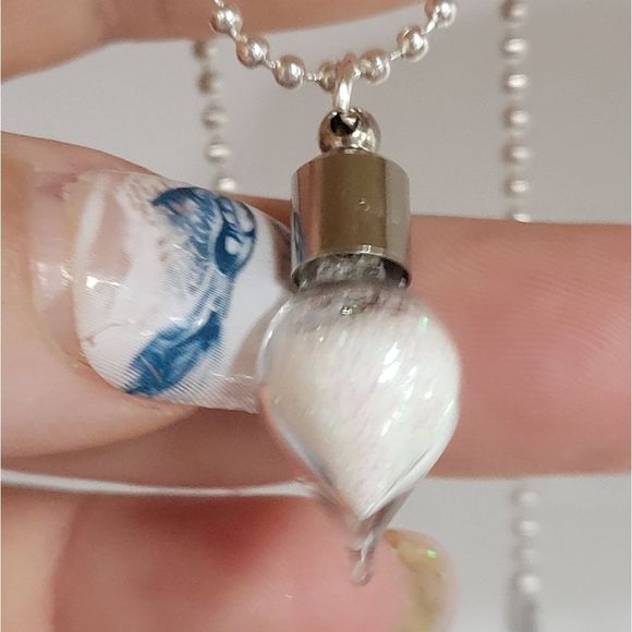 PIXIE WISH NECKLACE twist off tear drop glass bottle WITH wish charm ✨️Handmade - Picture 6 of 11